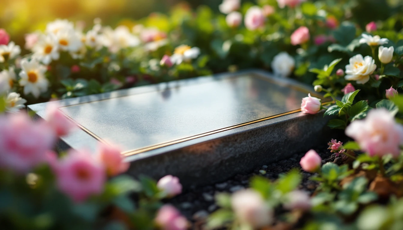 A clean memorial plaque in a remembrance garden in West London